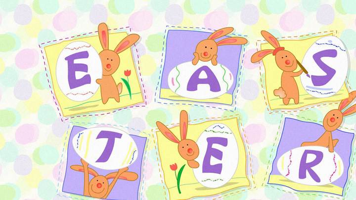 Easter Eggs Holiday On Dotted Background